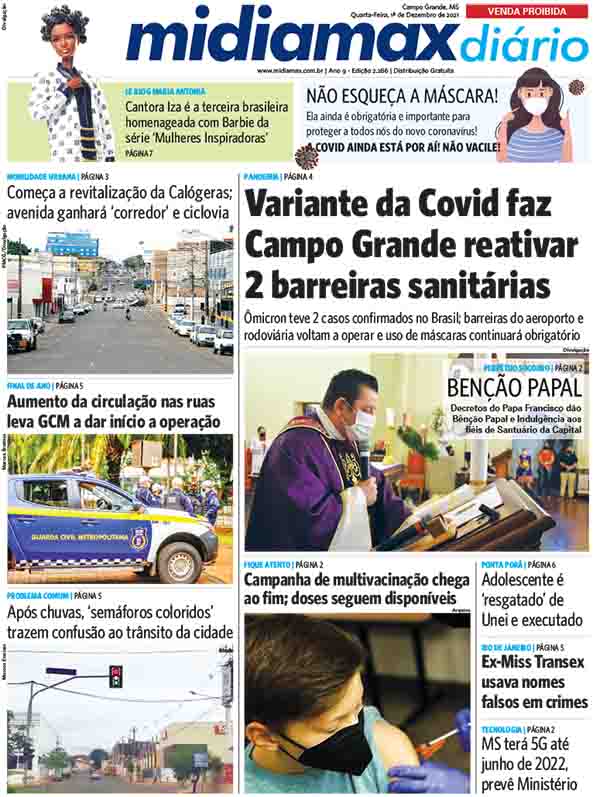 [Capa do Midiamax Diário de 1 de dezembro de 2021]