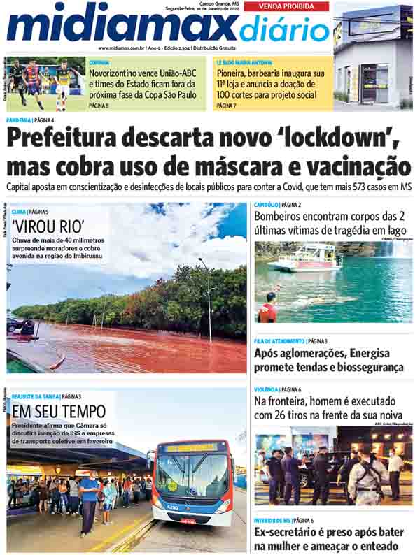 [Capa do Midiamax Diário de 10 de janeiro de 2022]