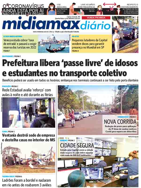 [Confira a capa do Midiamax Diário deste 15 de setembro de 2021]