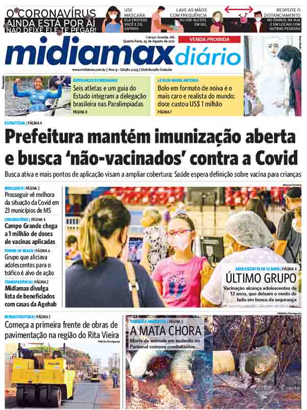 [Capa do Midiamax Diário deste 25 de agosto de 2021]