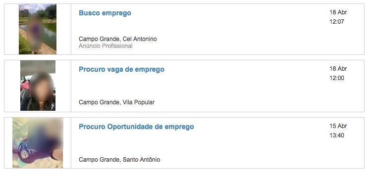 São dezenas de pedidos de emprego no OLX / Reprodução