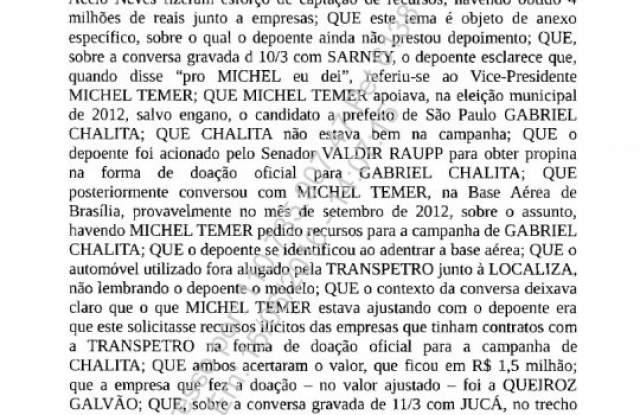 Trechos do depoimento de Machado (Reprodução)
