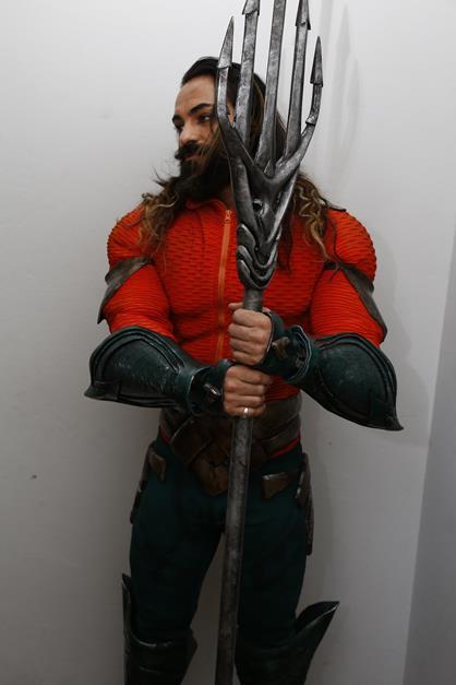 Rafael Oliveira confeccionou seu cosplay de Acquamen especialmente para o Parada Nerd. | Foto: Marcos Ermínio