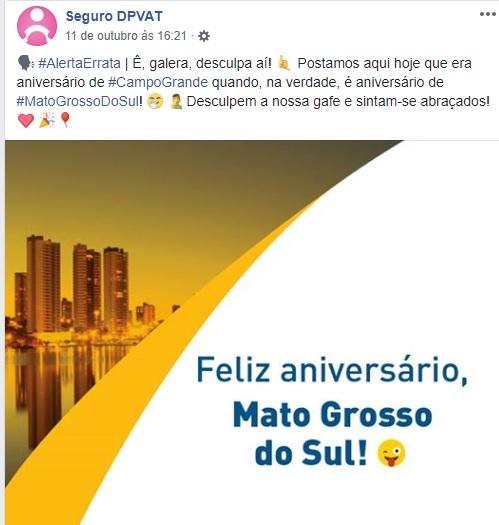 Após gafe no aniversário do Estado, página do DPVAT emite errata