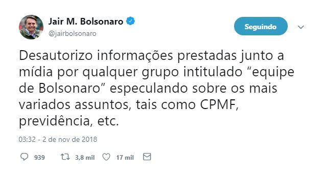 Bolsonaro desautoriza especulações sobre futuras decisões de governo