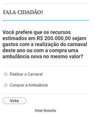 Você decide: Carnaval ou ambulância? Prefeitura de MS faz enquete para gastar dinheiro público