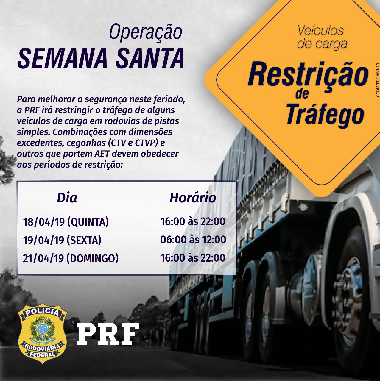 Veículos pesados terão restrição em rodovias federais durante feriadão