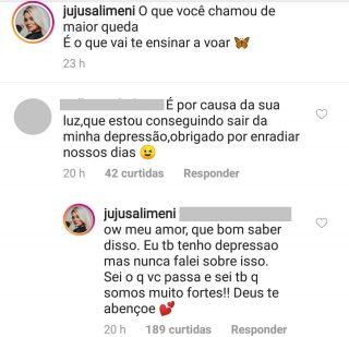 Juju Salimeni revela que tem depressão: ‘nunca falei sobre isso'