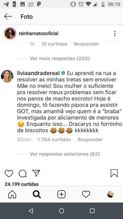 MC Mirella xinga Lívia Andrade e apresentadora expõe podres da funkeira