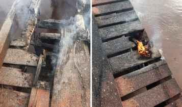 VÍDEO: Ponte entre Campo Grande e Nova Alvorada é incendiada por vândalos