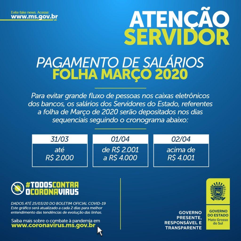 Salário dos servidores estaduais será antecipado em MS e fica disponível em 3 dias