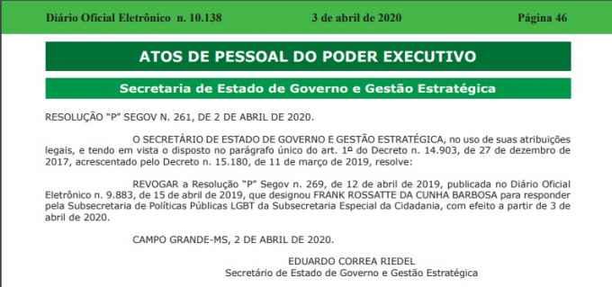 Subsecretário pede afastamento e aposta em rede para eleger candidatos LGBT em MS
