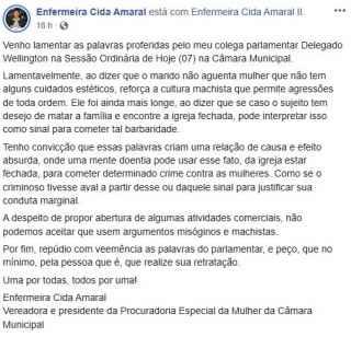 Após reação negativa, vereador vai retirar fala que cita salão de beleza e feminicídio ao criticar quarentena