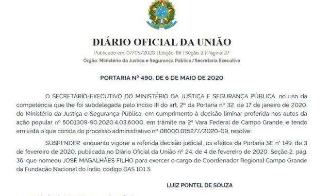 Após decisão, Ministério suspende nomeação de diretor da Funai em Campo Grande