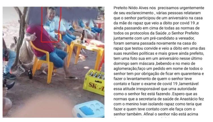 Em cidade que teve morte por coronavírus, foto de prefeito supostamente em festa causa indignação