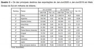 Soja e carne registram aumento e celulose, mesmo com queda no preço internacional, eleva vendas em cenário da pandemia do coronavírus.