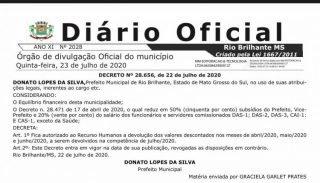Prefeitura de MS omite salário de prefeito que decretou devolução de cortes feitos na pandemia