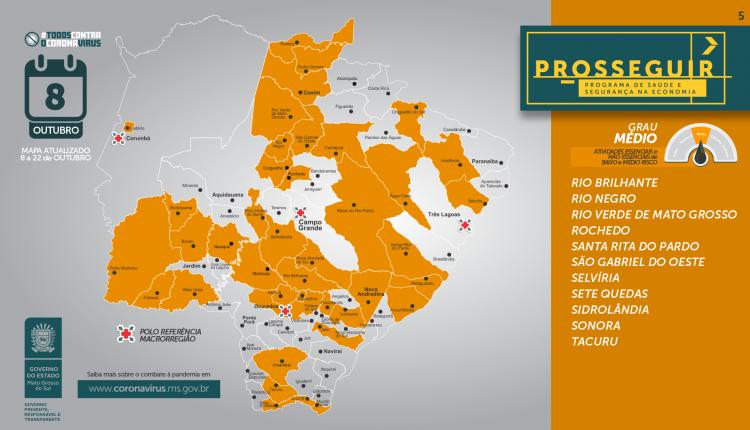 De 79 cidades de MS, 35 apresentaram piora na classificação de risco no Prosseguir
