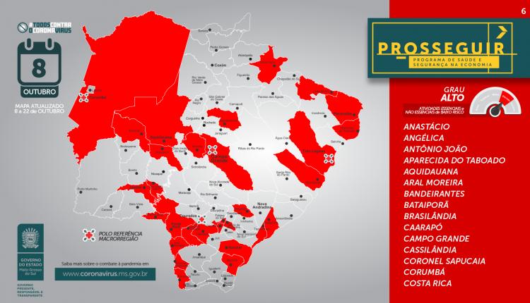 De 79 cidades de MS, 35 apresentaram piora na classificação de risco no Prosseguir