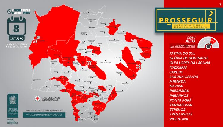 De 79 cidades de MS, 35 apresentaram piora na classificação de risco no Prosseguir