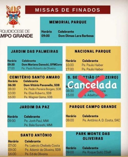 Arquidiocese confirma 15 missas de Finados na segunda, mas cancela celebração no Cemitério do Cruzeiro