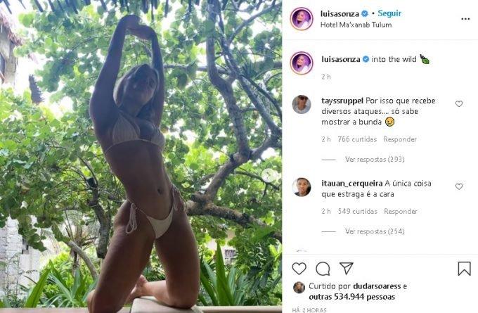 'Só sabe mostrar a bunda': Luísa Sonza é mais uma vez atacada nas redes sociais