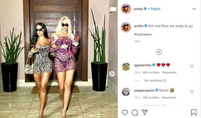 Anitta se fantasia de Kim Kardashian para o Halloween