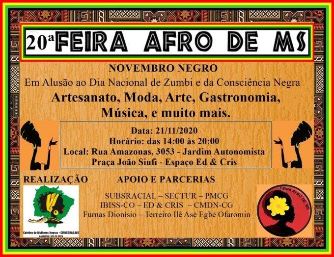 Após 8 meses, Feira Afro de MS terá 20ª edição de forma presencial