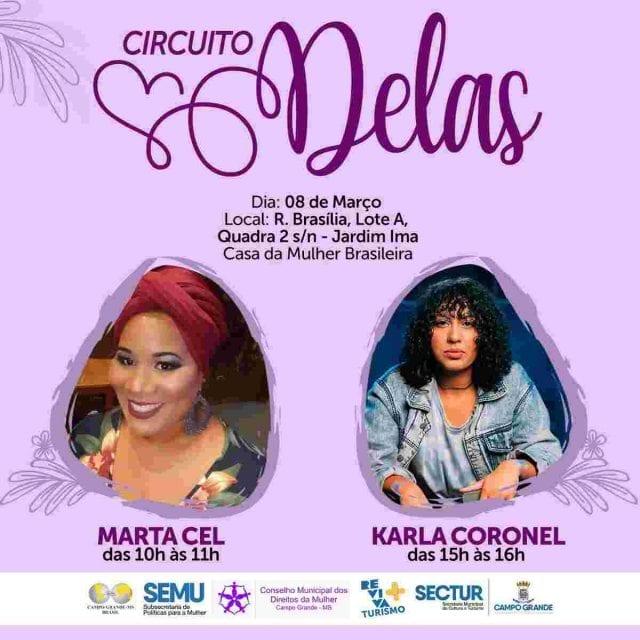 Projeto 'Circuito Delas' divulga programação especial para o Dia Internacional da Mulher
