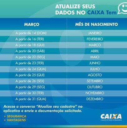 calendário Caixa Tem