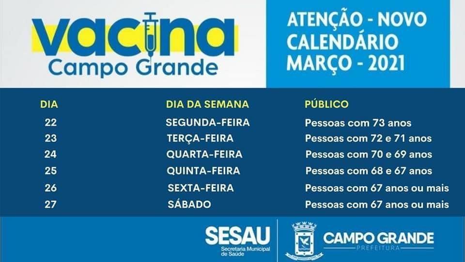 Idosos com 73 anos podem se vacinar nesta segunda-feira em Campo Grande