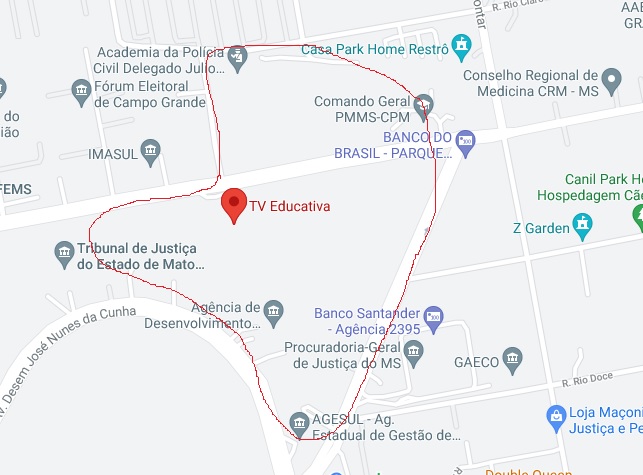 Área onde o fogo está concentrado (Google Maps)
