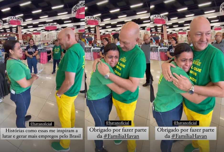Luciano se emocionou com funcionária (Foto: Reprodução)