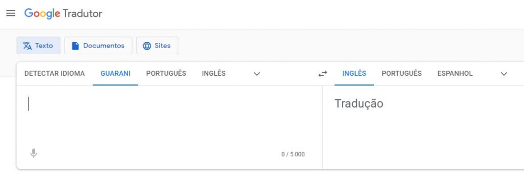 Guarani no Google Tradutor