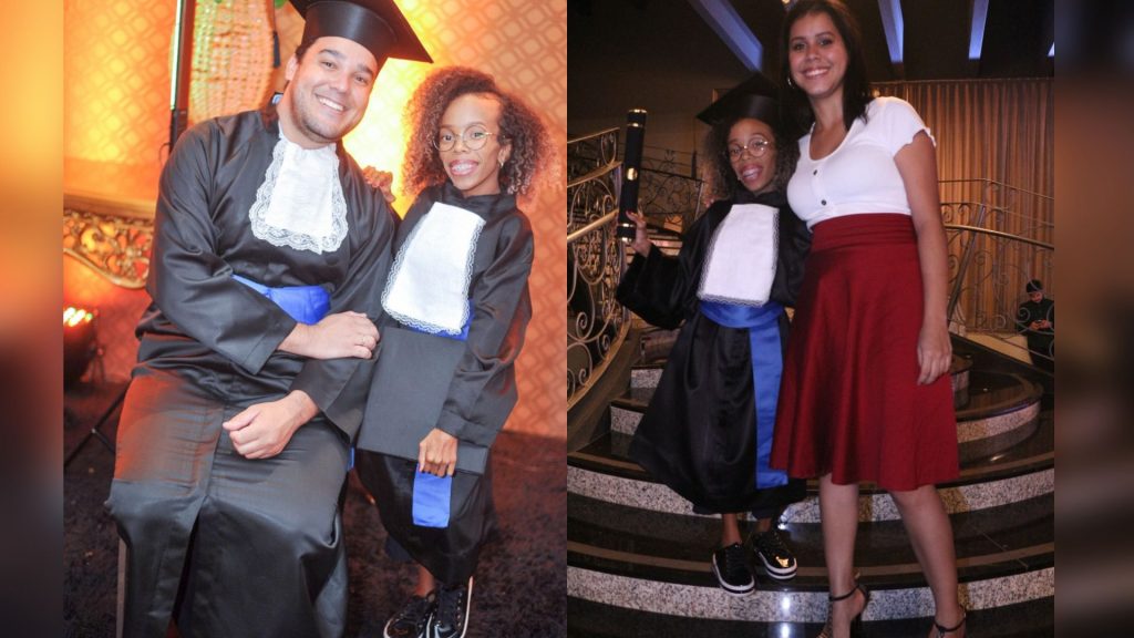 Publicitária na formatura com os colegas. Foto: Montagem/Jornal Midiamax