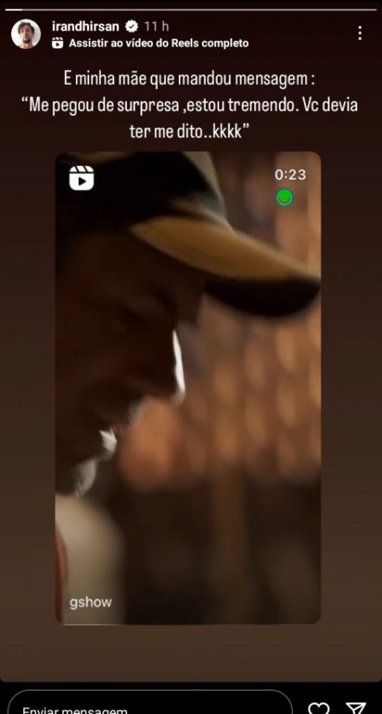 Story do ator revela sermão da mãe - (Foto: Reprodução/Instagram) Irandhir Santos