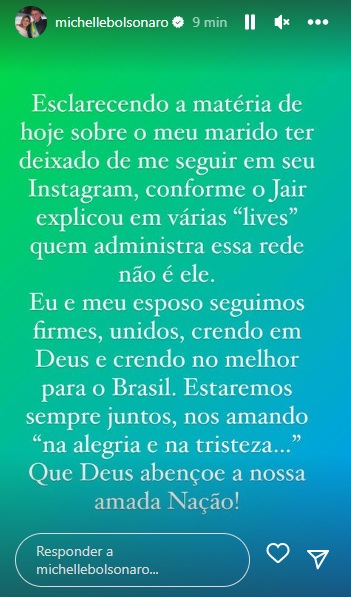 Pronunciamento Michelle Bolsonaro