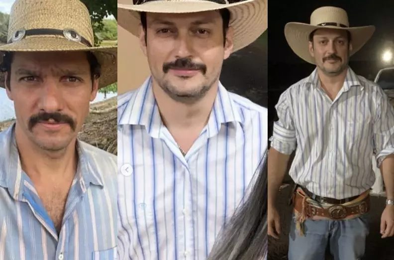 Na primeira foto, o ator Guito caracterizado como Tibério; nas outras duas, Helton, o Tibério campo-grandense - (Fotos: Redes Sociais/Arquivo Pessoal)