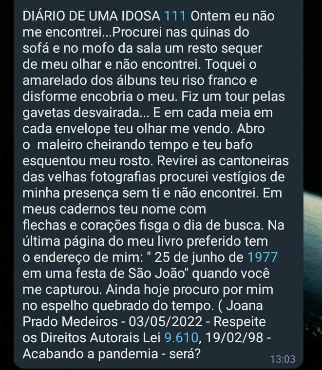 Edição número 11 do "Diário de uma Idosa"