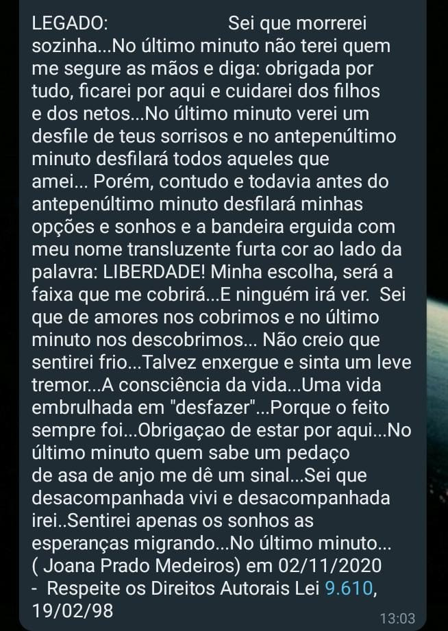 Legado, "Diário de Uma Idosa"