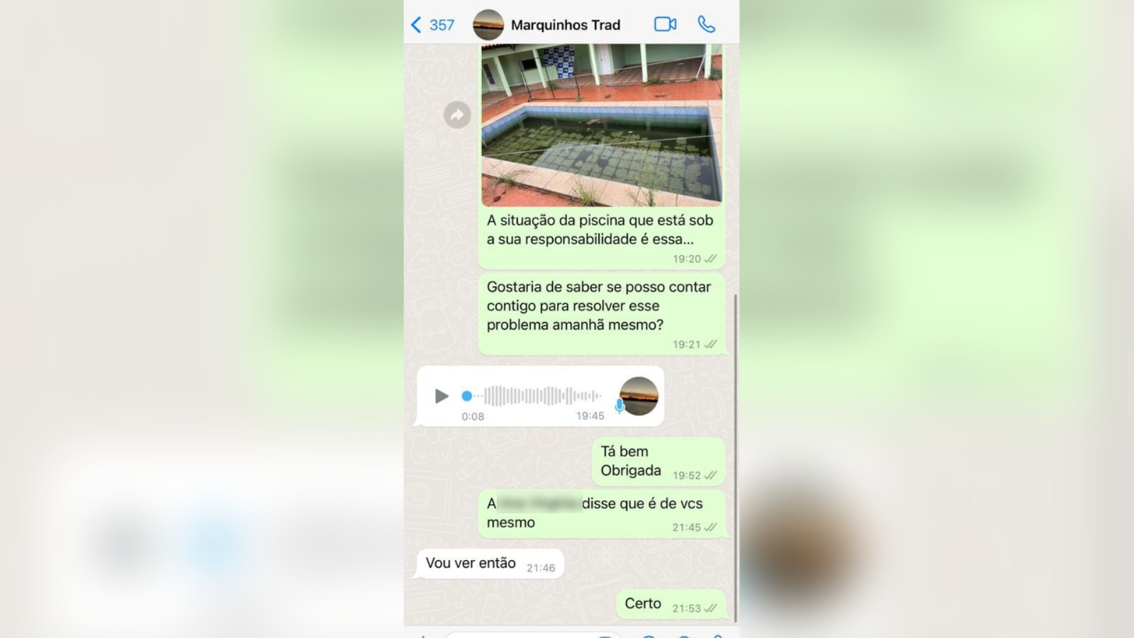 Empresária entrou em contato com ex-prefeito. Foto: Reprodução