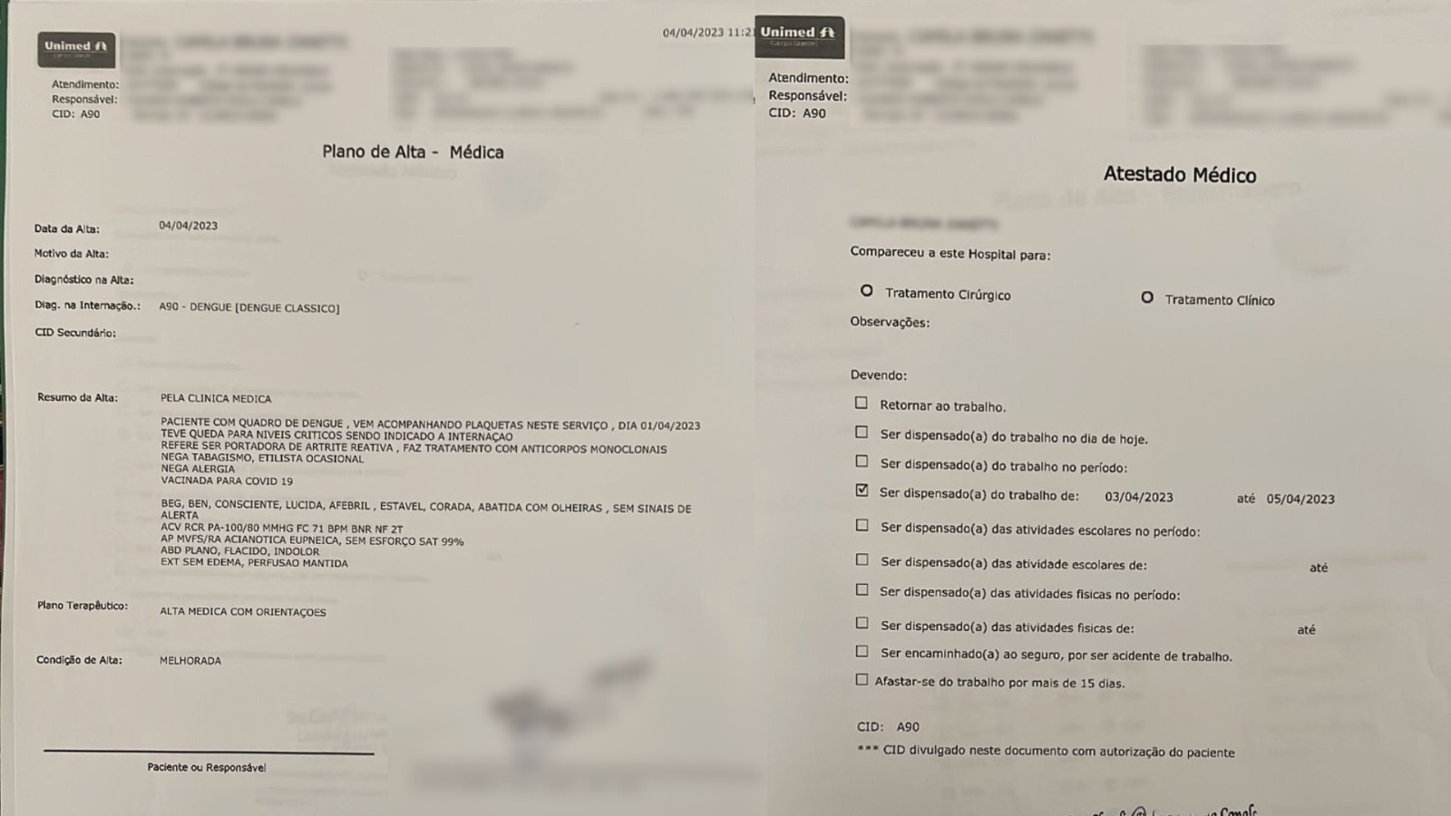 Empresária passou 4 dias internada. Foto: Arquivo Pessoal