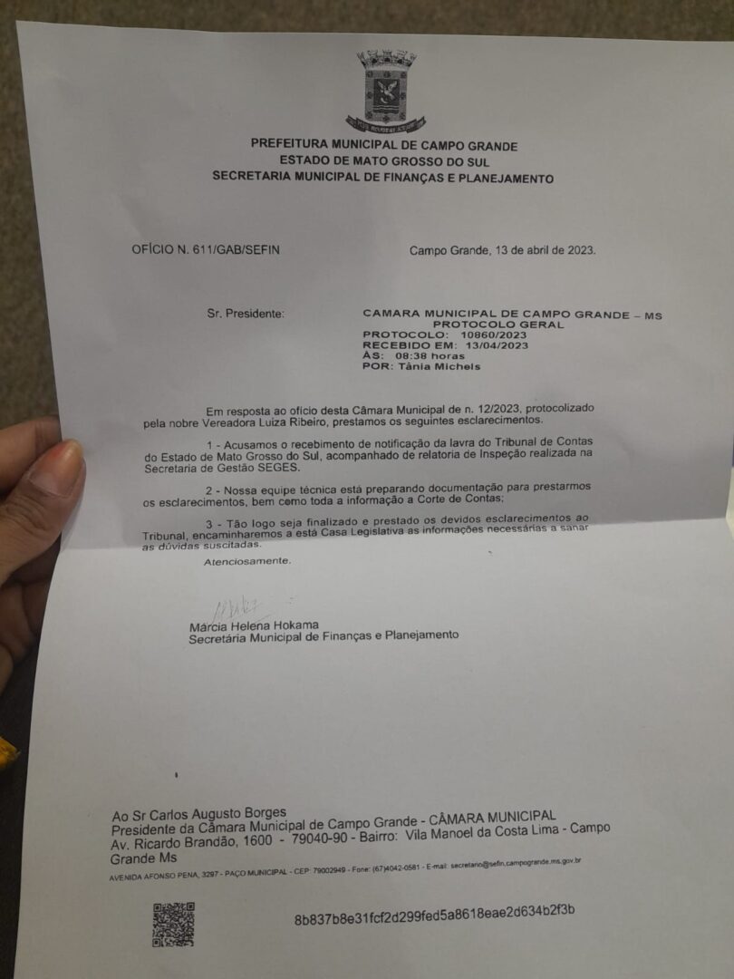 o Executivo encaminhou um documento para a Casa de Leis alegando que já está realizando levantamentos necessários.