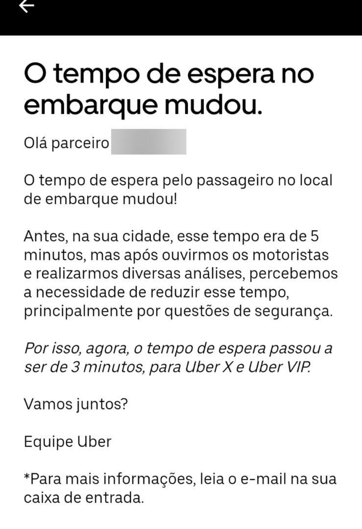 Uber tempo de espera