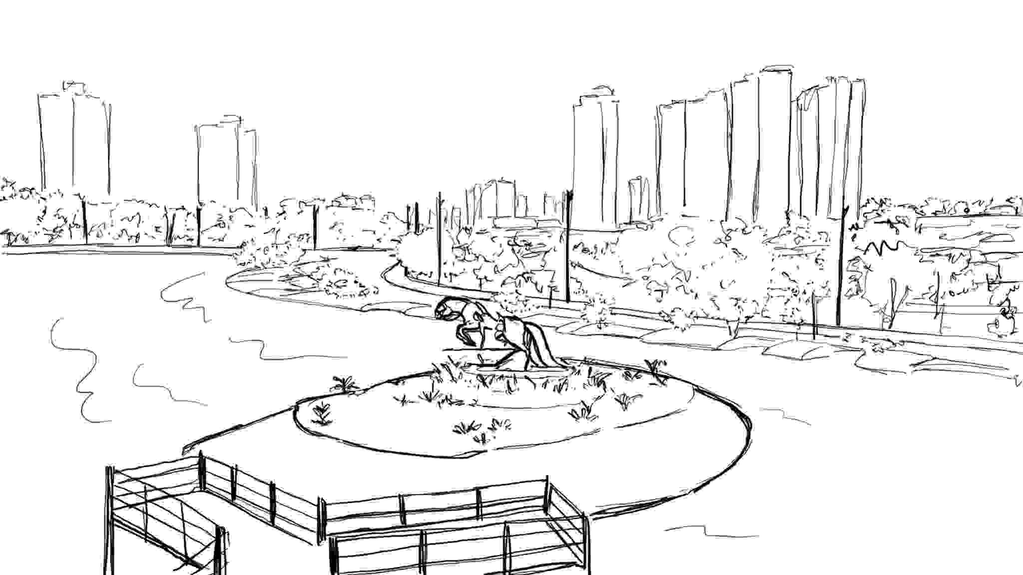 Cavaleiro Guaicurus do Parque das Nações Indígenas. (Ilustração Madu Livramento, Jornal Midiamax)