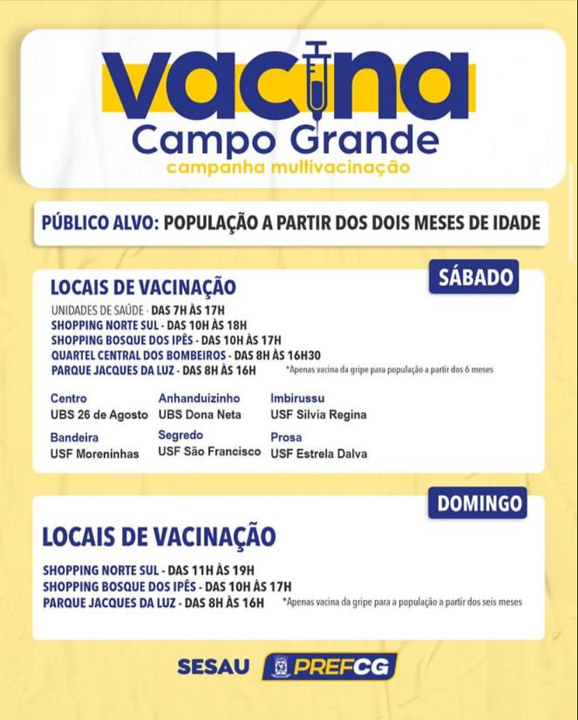 Vacinação fim de semana