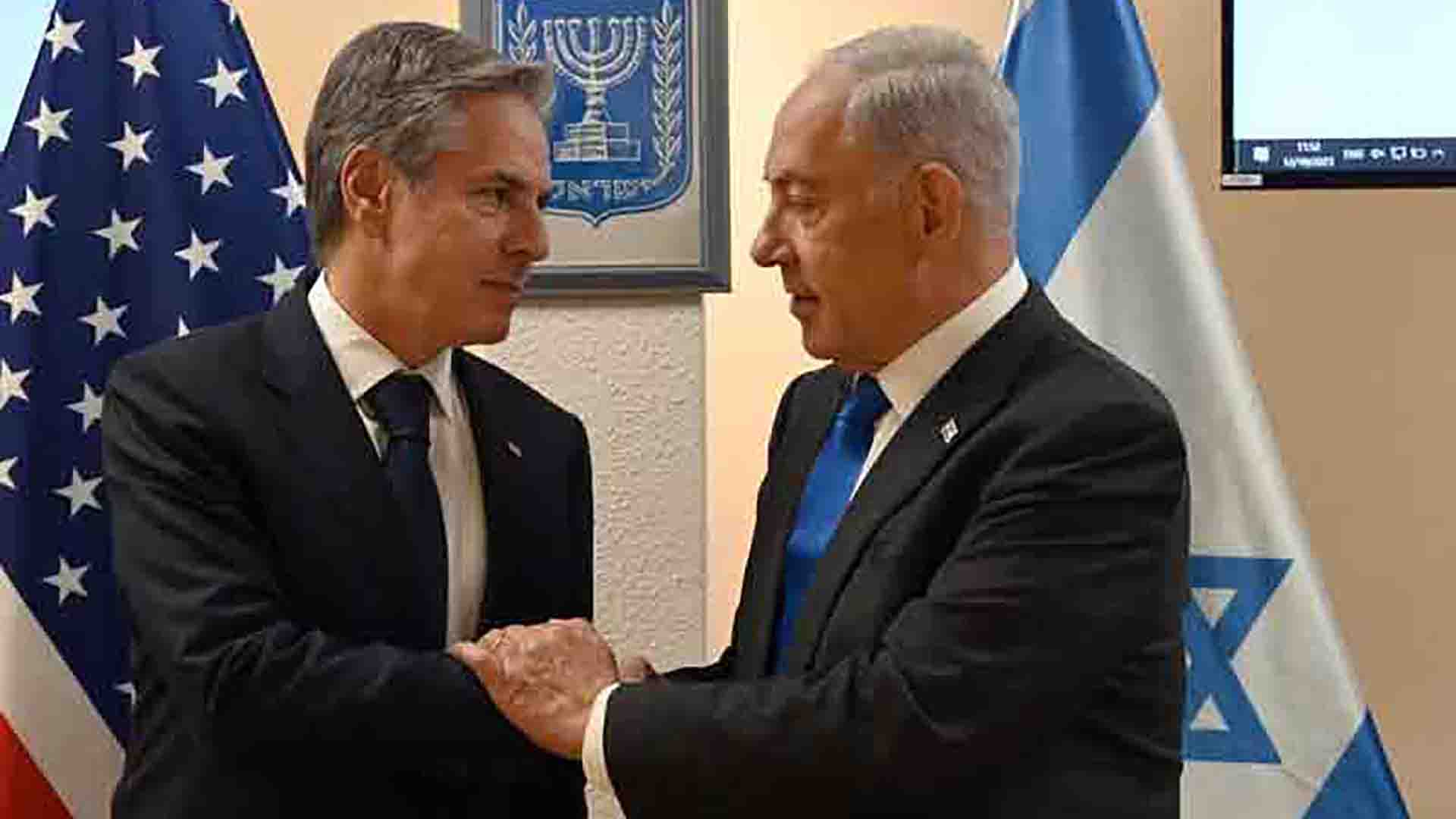 Netanyahu e o secretário de Estado dos EUA, Antony Blinken (Haim Zach, GPO)