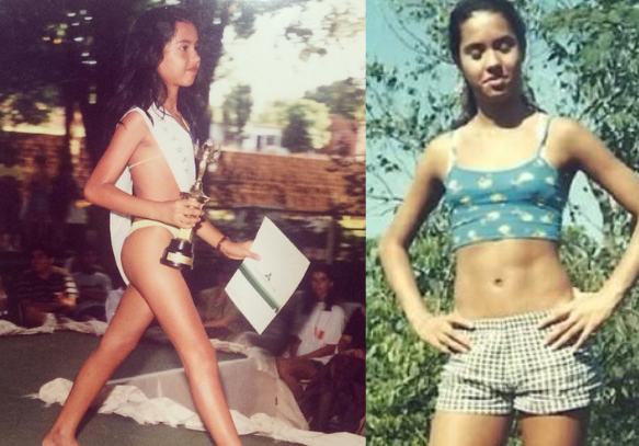 Menina desfilou algumas vezes na infância e já exibia tanquinho na adolescência - (Fotos: Arquivo Pessoal) GRACYANNE BBB CAMPO GRANDE